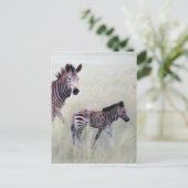 Zebra Mama und Baby Postkarte (Stehend Vorderseite)