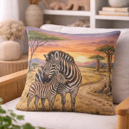 Zebra-Mama und Fohlen Safari-Tiere Kissen