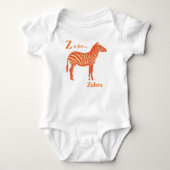 Zebra - Mandarin und leichte Orange Baby Strampler (Vorderseite)