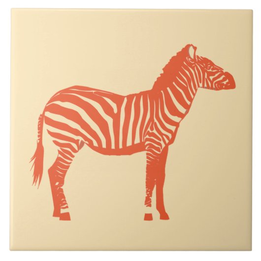 Zebra - Mandarin und leichte Orange Fliese (Vorderseite)