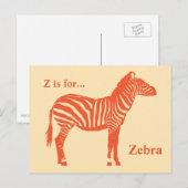 Zebra - Mandarin und leichte Orange Postkarte (Vorne/Hinten)