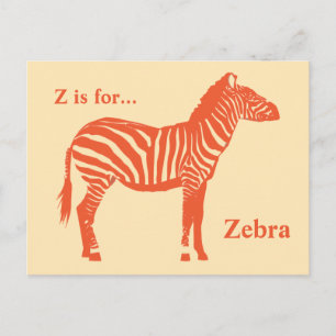 Zebra - Mandarin und leichte Orange Postkarte