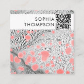 Zebra Marble Abstrakt QR Code Social Media Quadratische Visitenkarte (Vorderseite)