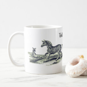 Zebra Mare and Foal Vintag Art  Kaffeetasse