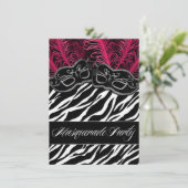 Zebra-Masquerade-Ball-Party Einladungen (Stehend Vorderseite)