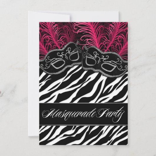 Zebra-Masquerade-Ball-Party Einladungen (Vorderseite)