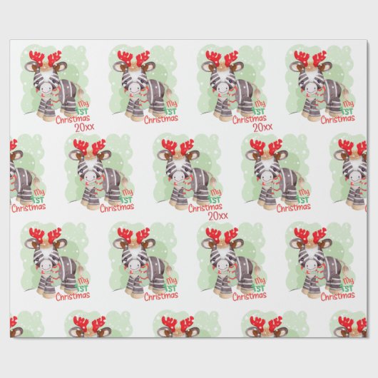 Zebra, meine ersten Weihnachten Geschenkpapier (Flach)
