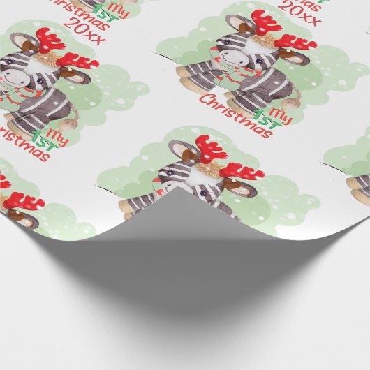 Zebra, meine ersten Weihnachten Geschenkpapier (Ecke)