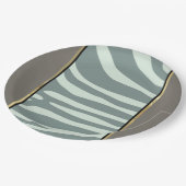 Zebra-Minze, grün, schwarz und cremefarben Pappteller (Schrägansicht)