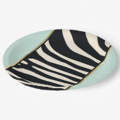 Zebra-Minze, grün, schwarz und cremefarben Pappteller (Schrägansicht)