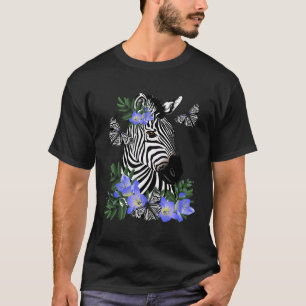 Zebra mit Blue Freesia T-Shirt