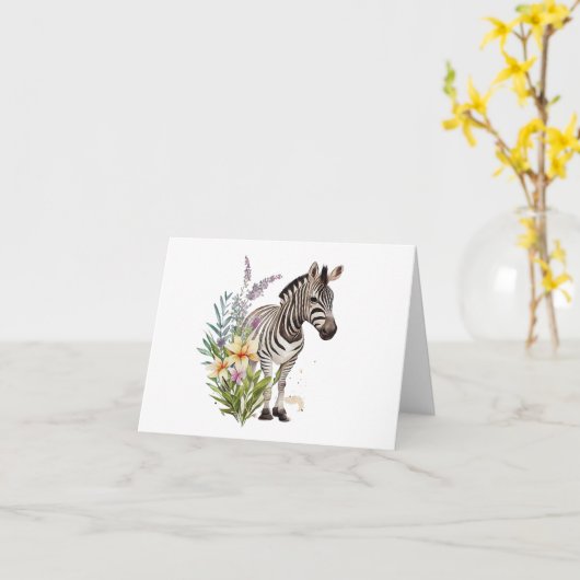 Zebra mit Blume BLANK Karte (Gelbe Blume)