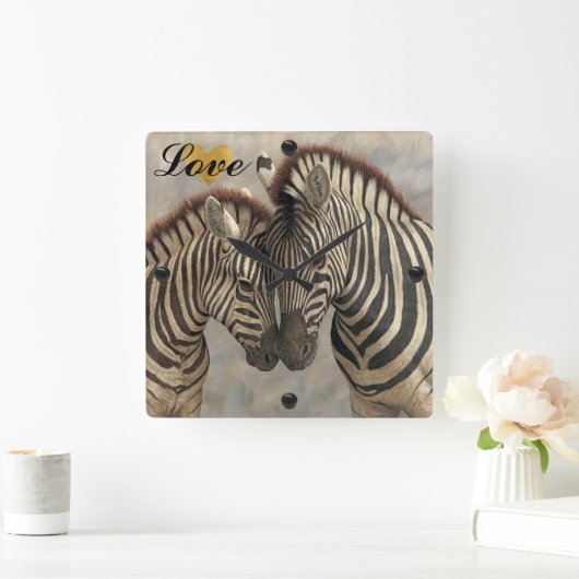 Zebra mit Colt Quadratische Wanduhr (Zuhause)