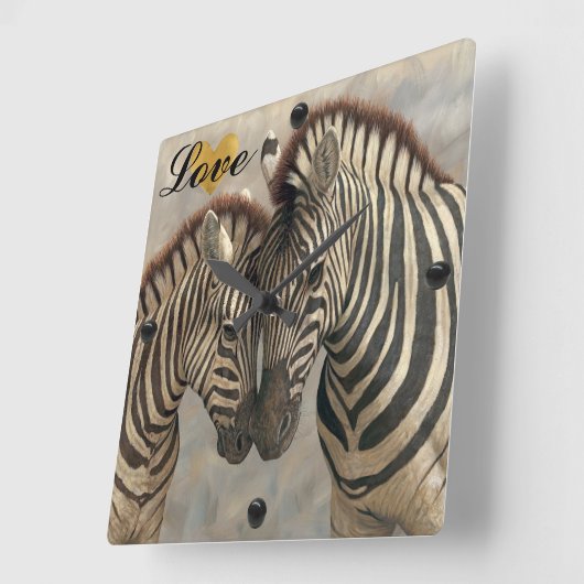 Zebra mit Colt Quadratische Wanduhr (Winkel)