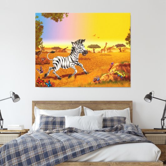 Zebra mit einem großen Leinwand-Kinderschlafzimmer Leinwanddruck (Insitu (Schlafzimmer))