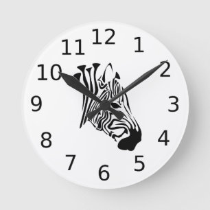 Zebra mit gefleckten schwarzen Streifen Runde Wanduhr