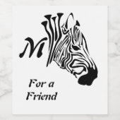 Zebra mit gefleckten schwarzen Streifen Weinetikett (Einzelnes Label)