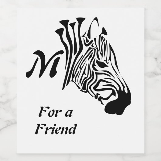 Zebra mit gefleckten schwarzen Streifen Weinetikett (Einzelnes Label)