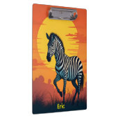 Zebra mit gelber Sonne und orangem Himmel Klemmbrett (Rechts)
