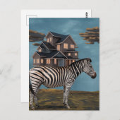 Zebra mit Haus Postkarte (Vorne/Hinten)