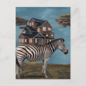 Zebra mit Haus Postkarte (Vorderseite)