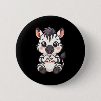 Zebra mit Herz Frauen Mädchen Kinder Herz süßes Ze Button
