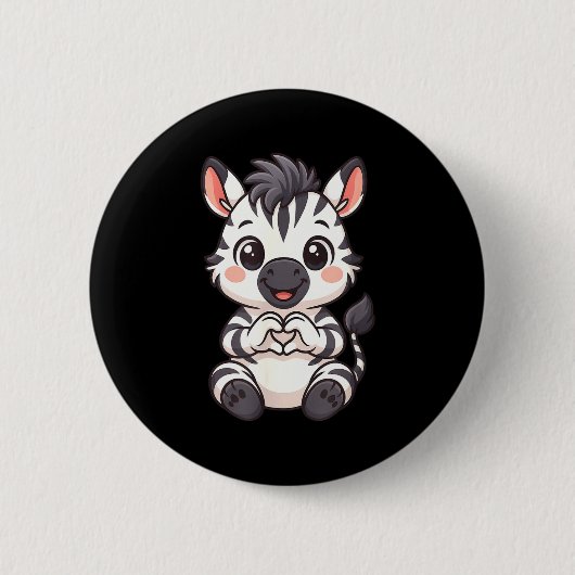 Zebra mit Herz Frauen Mädchen Kinder Herz süßes Ze Button (Vorderseite)