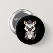 Zebra mit Herz Frauen Mädchen Kinder Herz süßes Ze Button (Vorne & Hinten)