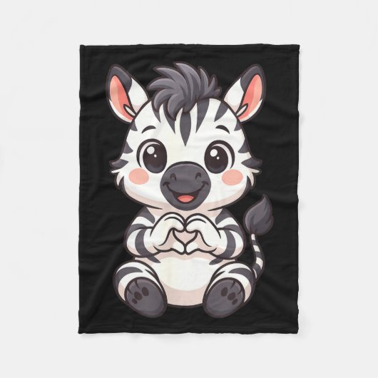 Zebra mit Herz Frauen Mädchen Kinder Herz süßes Ze Fleecedecke (Vorderseite)