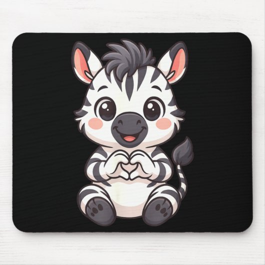 Zebra mit Herz Frauen Mädchen Kinder Herz süßes Ze Mousepad (Vorne)