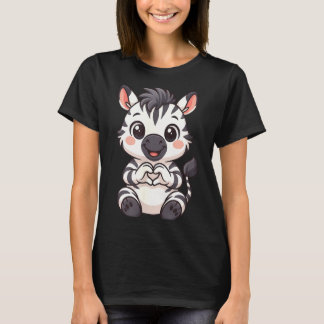 Zebra mit Herz Frauen Mädchen Kinder Herz süßes Ze T-Shirt