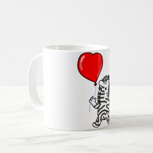 Zebra mit Herzballon Valentinstag Zebra Kaffeetasse (Vorderseite Links)