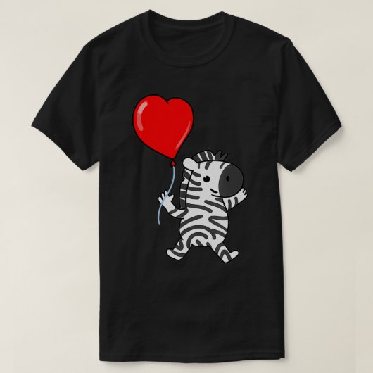 Zebra mit Herzballon Valentinstag Zebra T-Shirt (Design vorne)