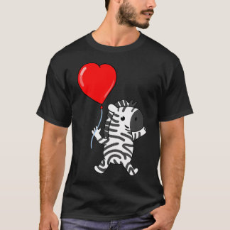 Zebra mit Herzballon Valentinstag Zebra T-Shirt