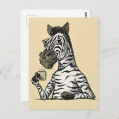 Zebra mit Kaffeekarte Postkarte (Vorne/Hinten)