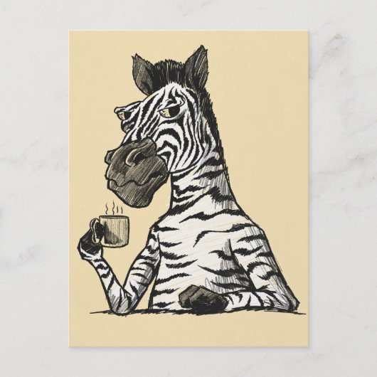 Zebra mit Kaffeekarte Postkarte (Vorderseite)
