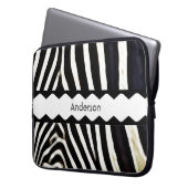 Zebra Mit Monogramm Laptopschutzhülle (Vorderseite Links)