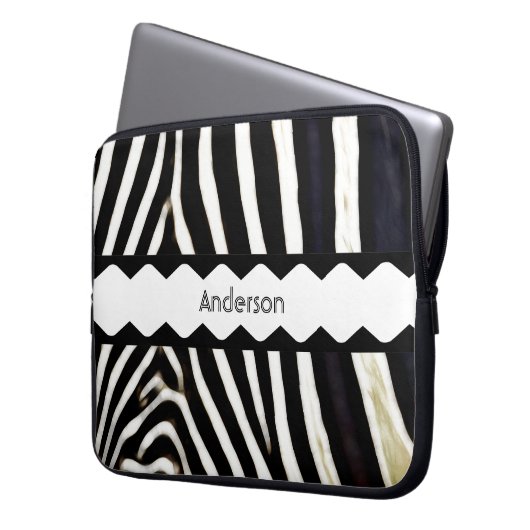 Zebra Mit Monogramm Laptopschutzhülle (Vorderseite Links)