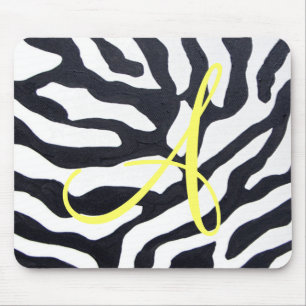 Zebra mit Monogramm Mousepad