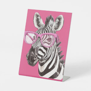 Zebra mit Pink Glasses Party-Zeichen Sockelschild