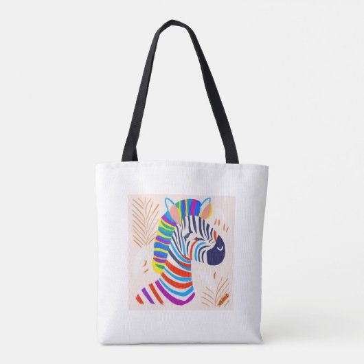 "Zebra mit Rainbow Stripes Design Bag - Bold & Co Tasche (Rückseite)