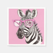 Zebra mit rosa Brille - Hellrosa Hintergrund Serviette (Vorderseite)