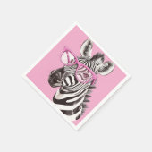Zebra mit rosa Brille - Hellrosa Hintergrund Serviette (Ecke)