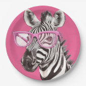 Zebra mit rosa Brille Pappteller (Vorderseite)