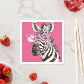 Zebra mit rosa Brille - rosa Hintergrund Serviette (Beispiel)