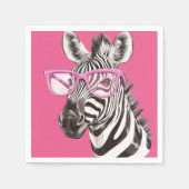 Zebra mit rosa Brille - rosa Hintergrund Serviette (Vorderseite)