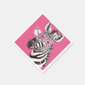 Zebra mit rosa Brille - rosa Hintergrund Serviette (Ecke)