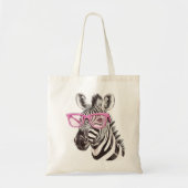 Zebra mit rosa Brille Tote Bag Tragetasche (Vorne)