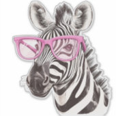 Zebra mit rosa Brillen, kundenspezifisch geschnitt Aufkleber (Vorderseite)