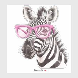 Zebra mit rosa Brillen, kundenspezifisch geschnitt Aufkleber